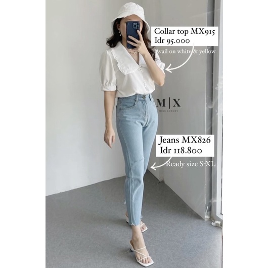 JEANS HIGHWAIST IMPORT CELANA PANTS WANITA CEWEK CULLOTE HW RIPPED BAGGY DENIM MX826