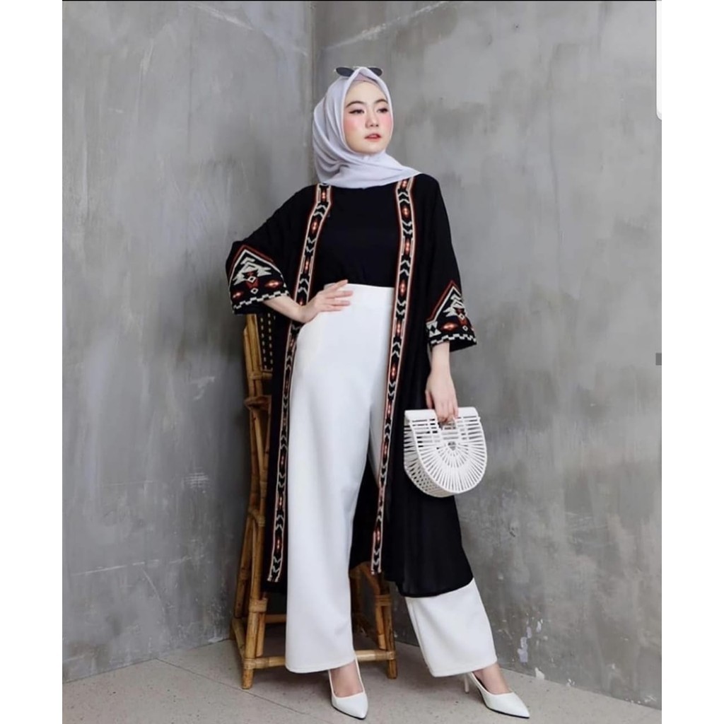 RX FASHION SAFIRA LONG CARDI ETNIC // CARDIGAN KOMBINASI BORDIR BOHEMIAN ETNIK BAHAN TWISCONE FIT L-1