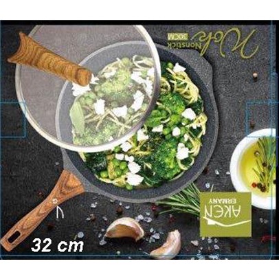 VAKEEN GERMANY WAJAN PENGGORENGAN ANTI LENGKET STIRLY WOK PAN GRANITE Lid 32 CM