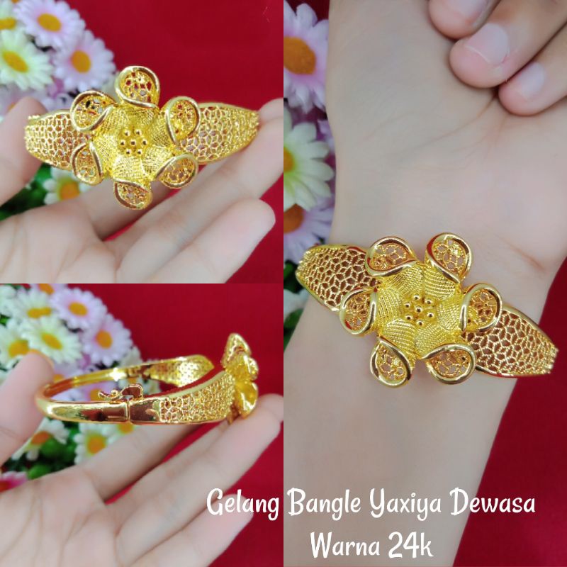 GELANG MAWAR DEWASA GELANG BENGLE GELANG MAWAR LAPIS EMAS GELANG KUNING MAWAR