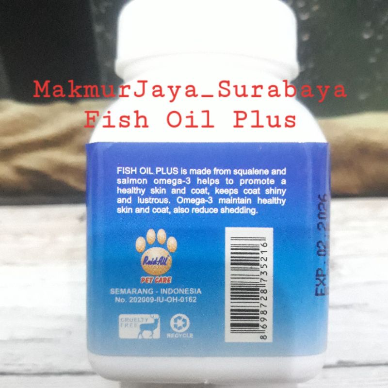 Fish Oil Plus untuk anjing &amp;Kucing. minyak Ikan 1botol isi 60