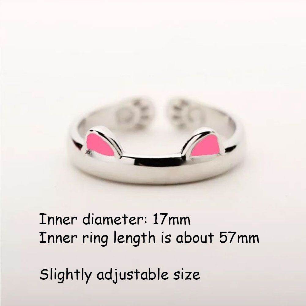 Cincin Model Terbuka Desain Telinga Kucing Bahan Alloy Gaya Jepang Dan Korea Untuk Wanita