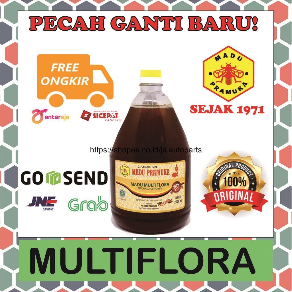 Madu Multiflora Murni Pramuka Asli Alami 2 liter 2000ml 2L Cibubur