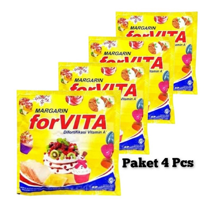 

Forvita Margarine Mentega Roti Difortifikasi Vitamin A 200gr Paket 4Pc