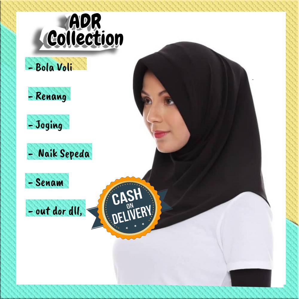 HIJAB OLAHRAGA HIJAB VOLI / JILBAB SPORT HITAM POLOS
