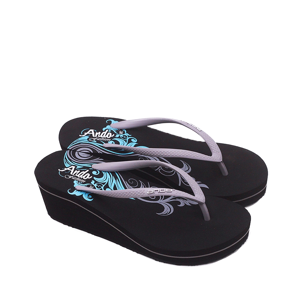 Ando Sandal Jepit Wedges Casual Wanita Maura HAK 6 CM Size 36-40