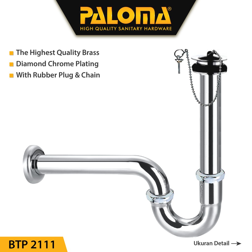 PALOMA BTP 2111 Sifon Afur Set P-Trap Pembuangan Leher Angsa Siphon Washtafel Avur
