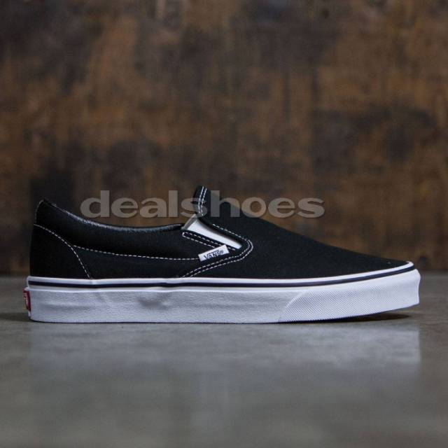 vans slip on black white original