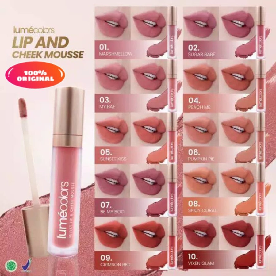 LIPSTIK 3 in 1 Multifungsi: EYESHADOW, BLUSH ON & LIPSTICK LUMECOLORS 100% HALAL MUI resmi BPOM