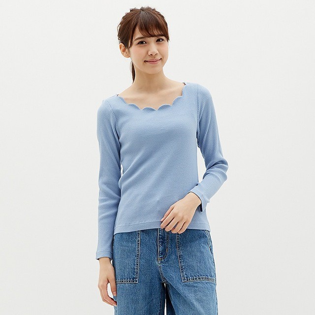 UNIQLO RIB SCALLOP TOP (3 COLOR)