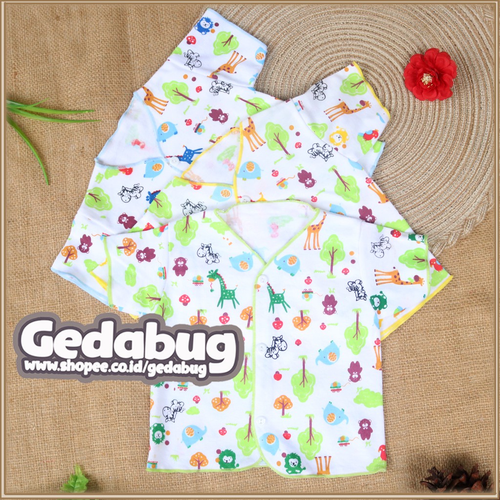 Baju Bayi Lengan Pendek Newborn Wiedy Motif Animal Putih