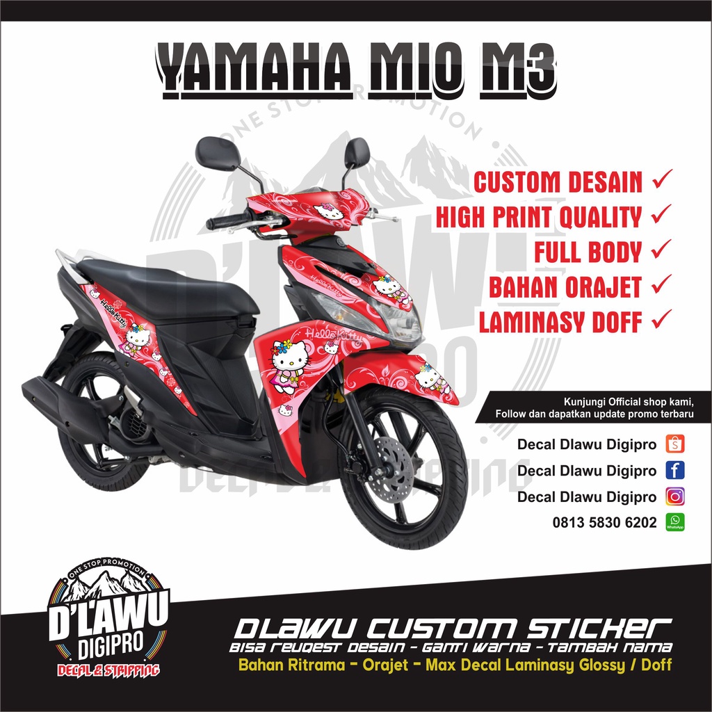 Decal Sticker Yamaha Mio M3 Hello Kitty