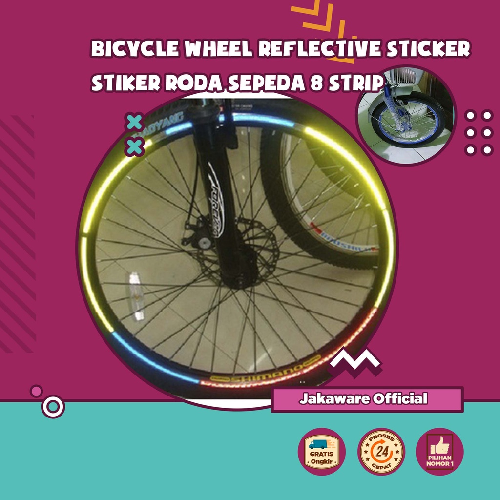 BICYCLE WHEEL REFLECTIVE STICKER STIKER RODA SEPEDA 8 STRIP REFLEKTOR PEMANTUL CAHAYA REFLECTOR VELG