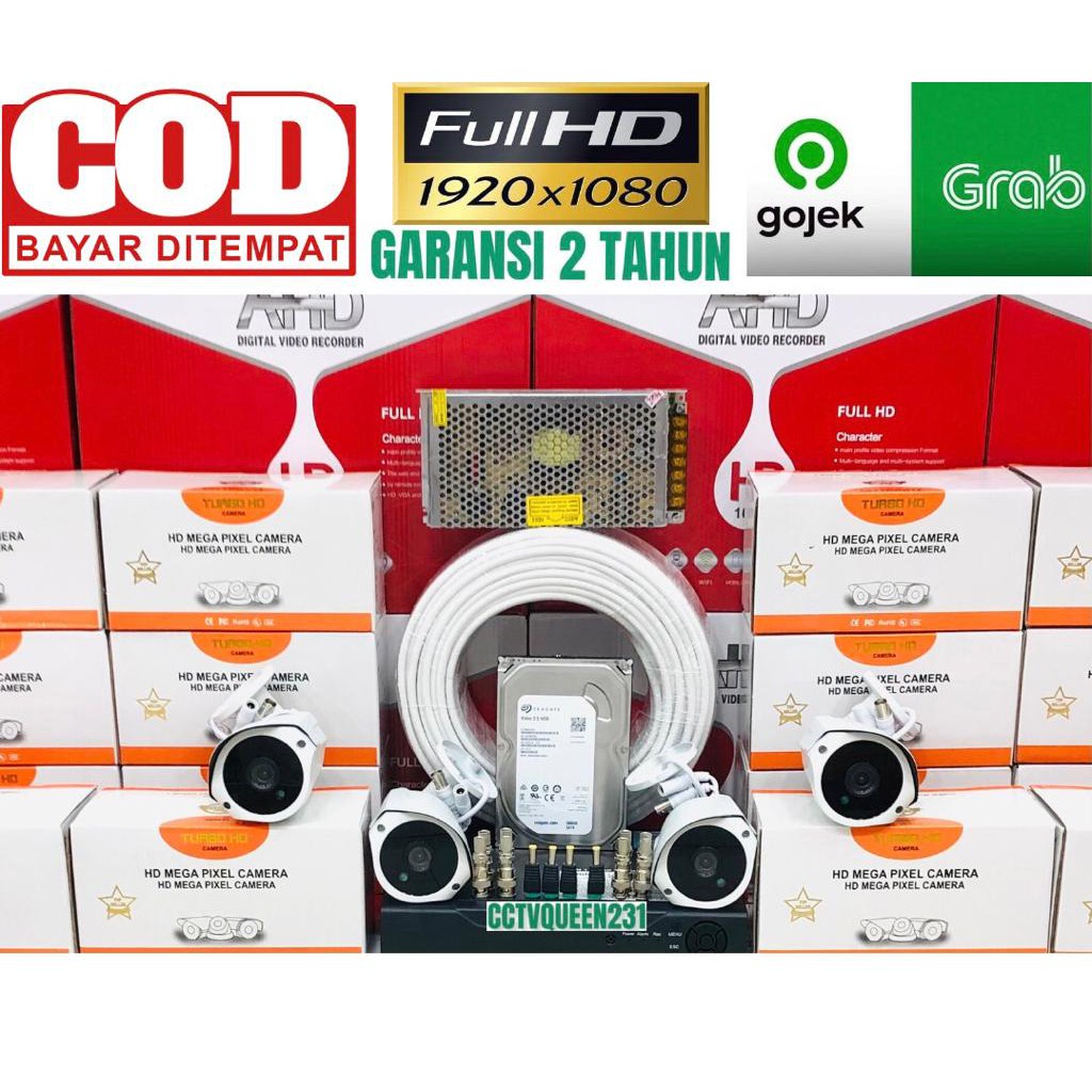 PAKET CCTV 4 CHANNEL 4 KAMERA OUTDOOR 5MP IC SONY 1080P KOMPLIT