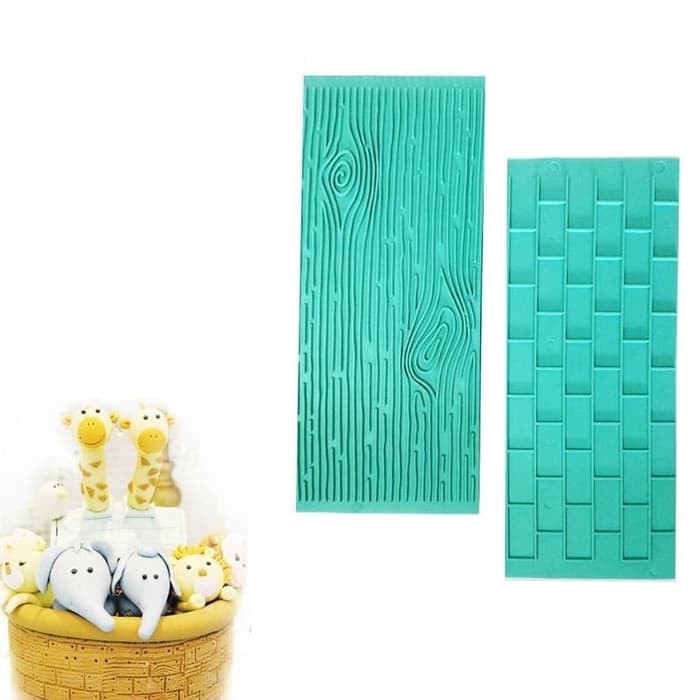 Texture Fondant Silicone Mat - Tree Bark + Brick Wall (2pcs)