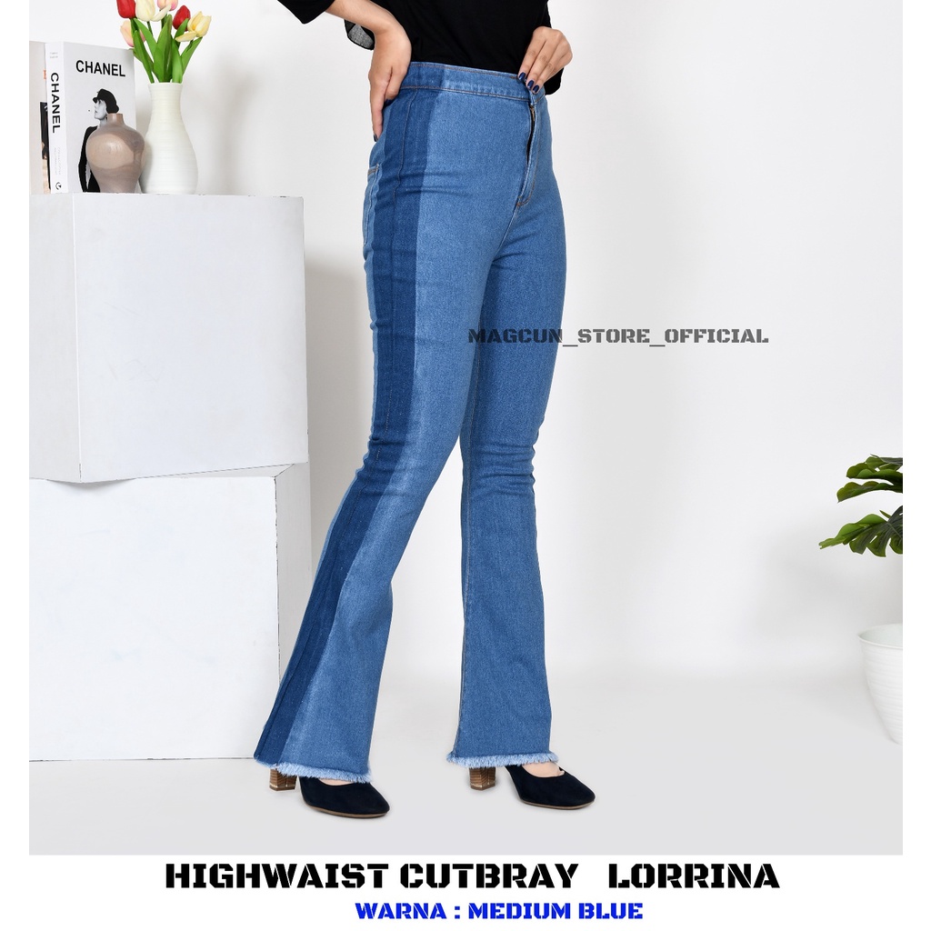 MAGCUN STORE - CELANA PANJANG DENIM/JEANS - HIGHWAIST CUTBRAY RAWIS  LORRINA SIZE 27-30