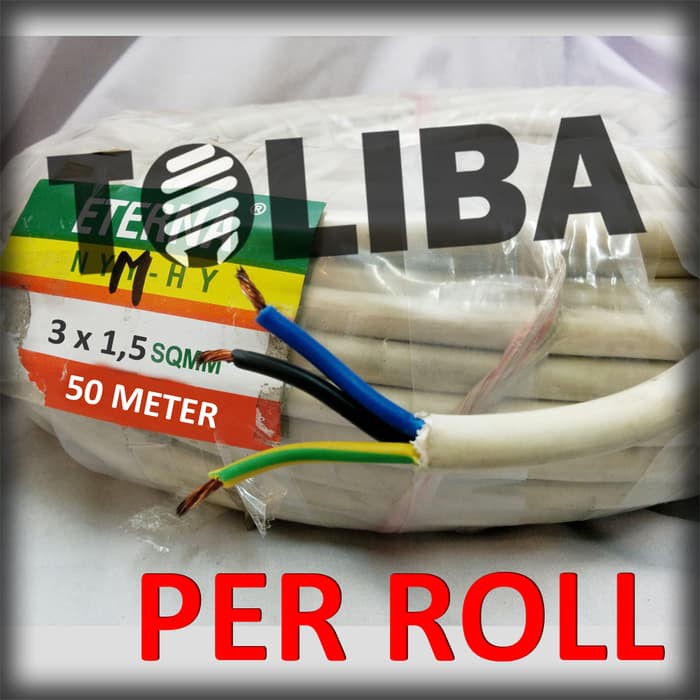 kabel eterna nymhy 3x1.5 3x1,5 kabel serabut isi 3 / kabel roll 50 meter 50meter 50m SNI