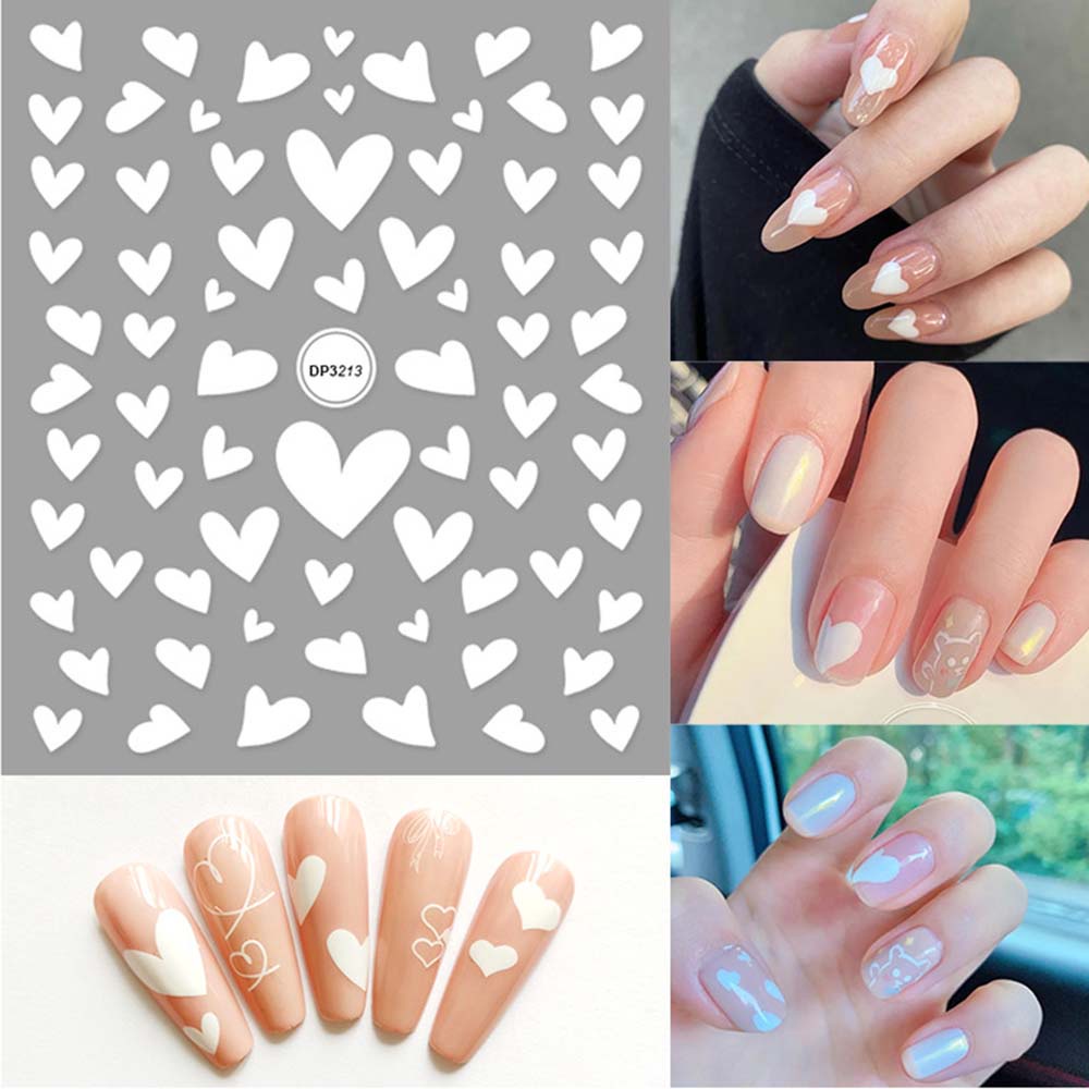 Mxbeauty Stiker Kuku 3d Motif Hati / Bintang Untuk Dekorasi Nail Art / Manicure Diy