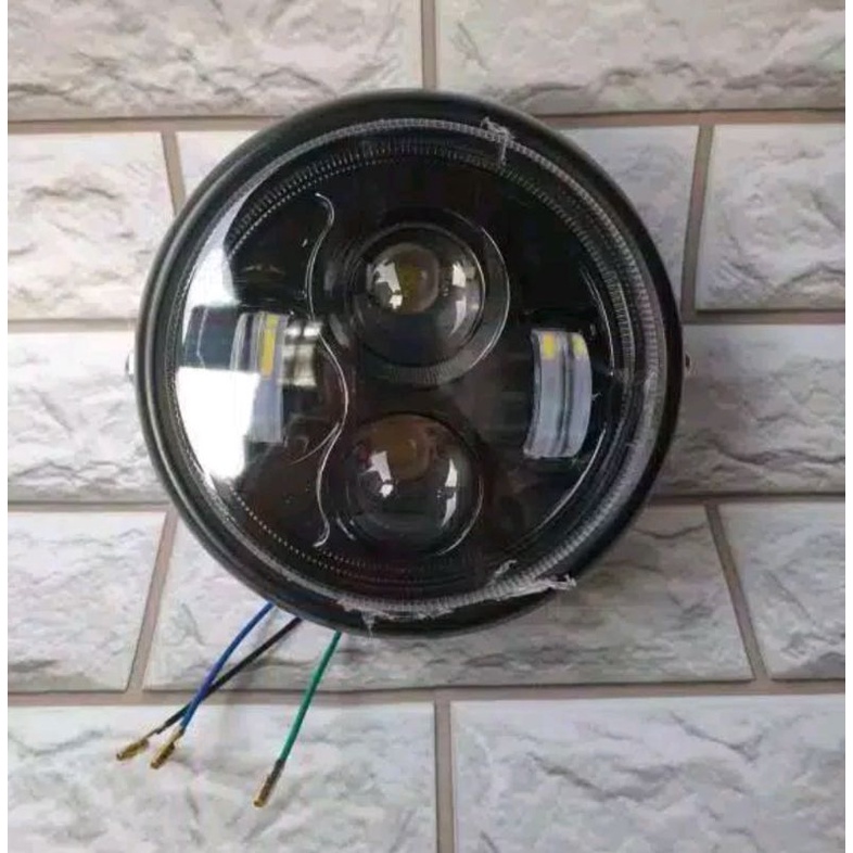 Lampu depan daymaker bulat harley led w175 cb tiger scorpio