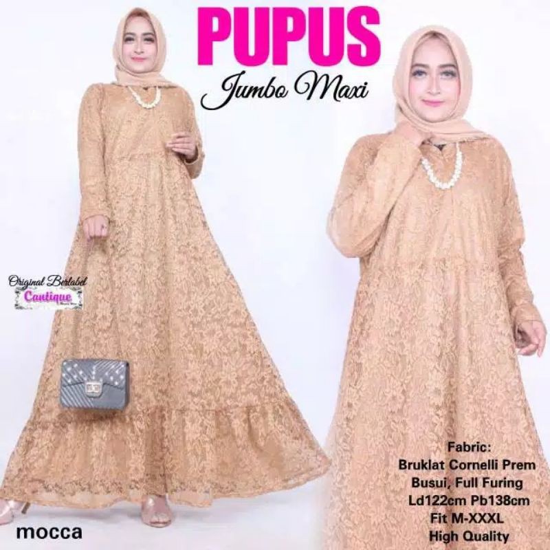 [BISA COD] Gamis Jumbo Busui Pupus Maxy Bahan Brokat