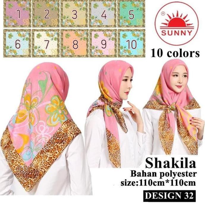 Jilbab Segi Empat Katun Motif Bunga - seri : SHAKILA - 32
