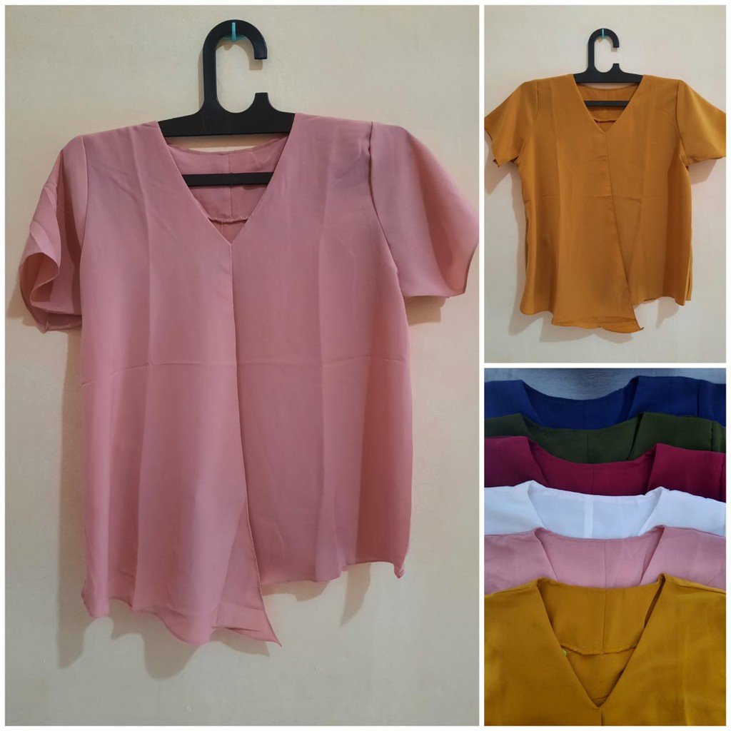 BLOUSE WANITA LENGAN PENDEK / MOTIF POLOS