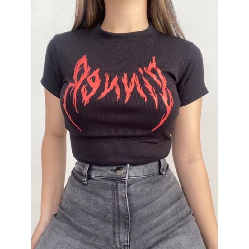 Crop Top Wanita Sinner Rib (LD 88, P 40)