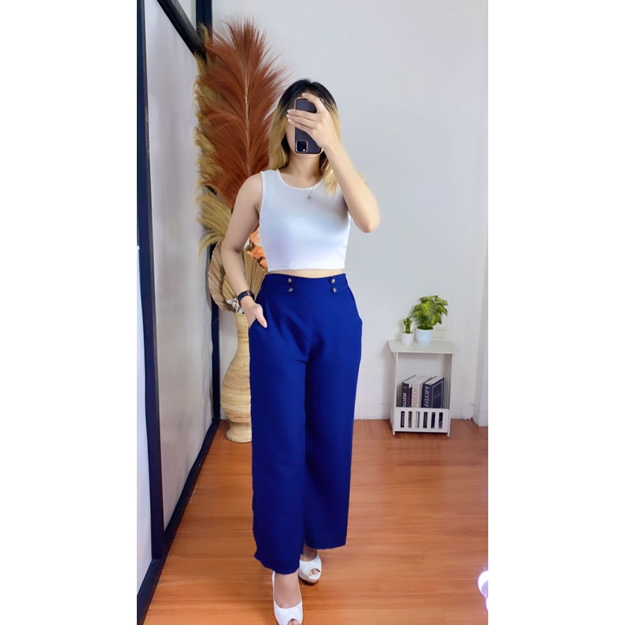 BEFAST - ZRX OOTD Celana Highwaist RONY / Celana Kulot Highwaist - Linen Cullote Double Button / Celana Panjang Kulot Kekiniaan Remaja / Kulot banyak Warna / Celana Panjang Trendy / Termurah / OOTD Ala Korean Style