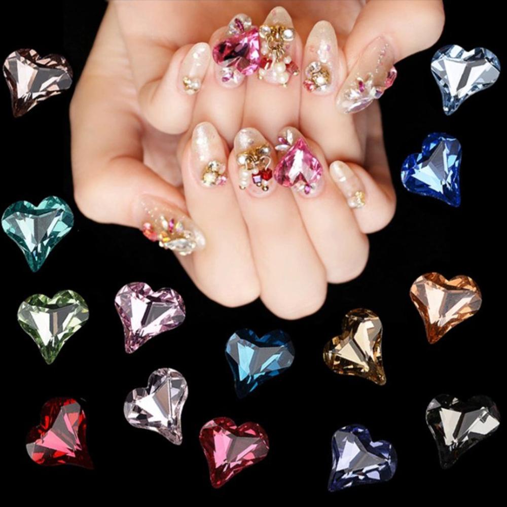 Nickolas1 Nail Art Rhinestones 10PCS 8MM Kristal Permata Peach Bentuk Hati Manikur Aksesoris Mix Dekorasi Kuku