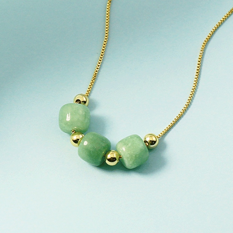 Kalung Rantai Dengan Liontin Batu Giok Natural Untuk Wanita / Hadiah Valentine