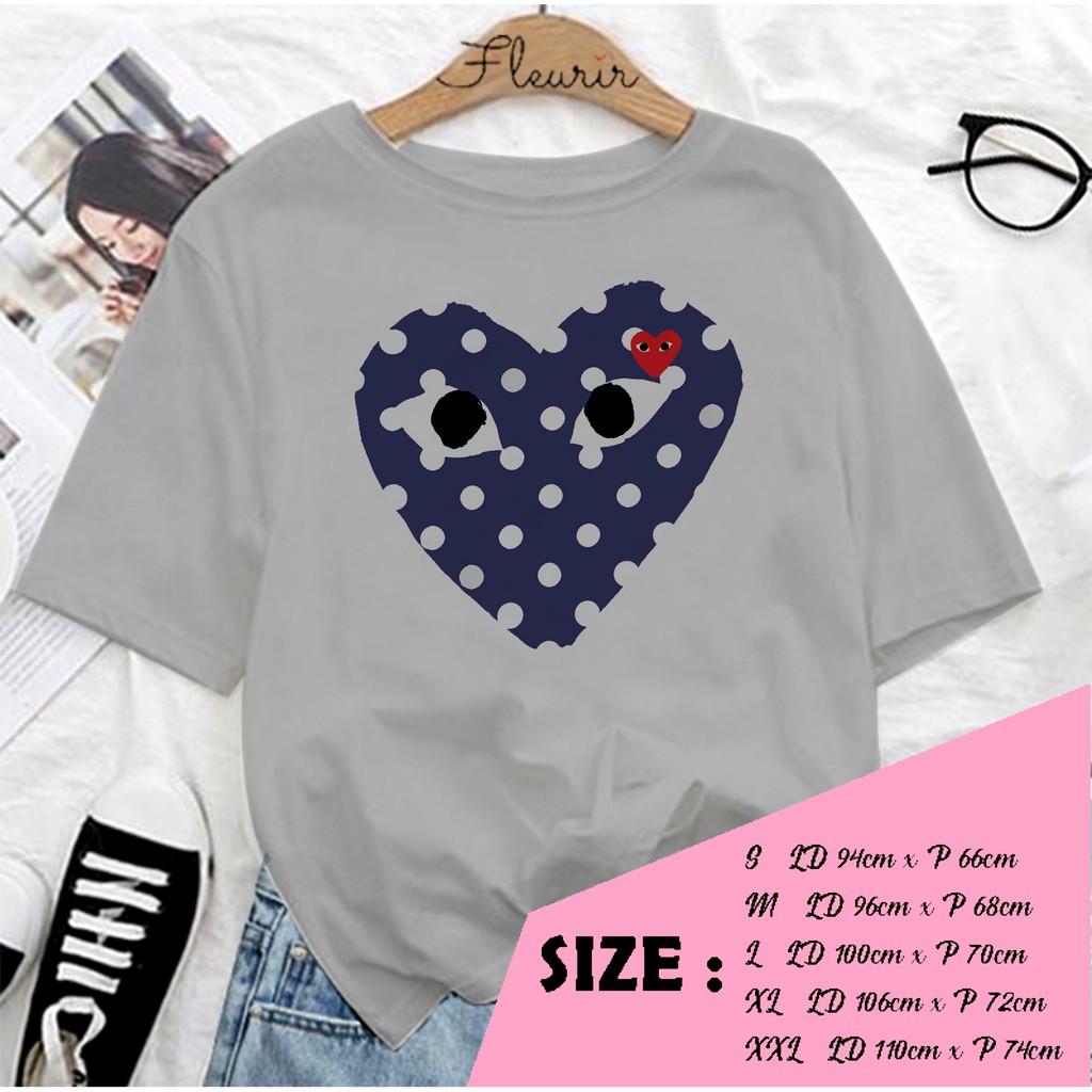 FLEURIR - KAOS CDG POLKADOT WANITA DEWASA LENGAN PENDEK TEE UNISEX PRIA