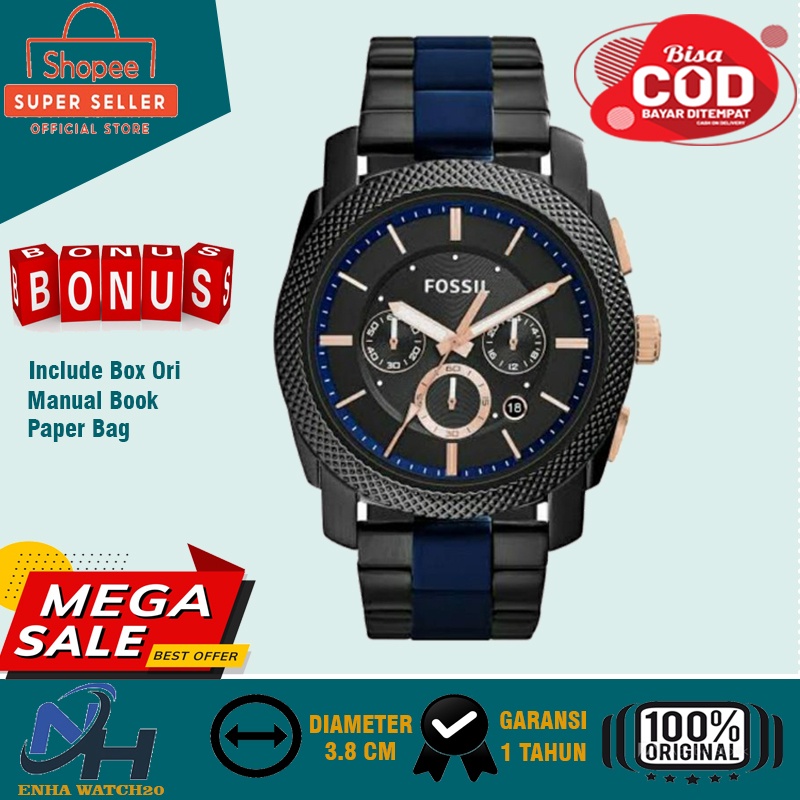 NEW Jam Tangan Pria Rantai Fossil FS5164 Chronograph Aktif Arloji Laki Cowok Anti Air Original Garan