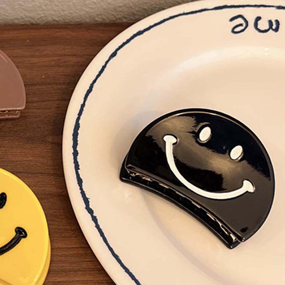 Agustinina Smiley Jepit Rambut Gadis Wanita Perempuan Lucu Indah Fashion Smiley Warna Solid Smile Face Claw Clip Jepit Hiasan Rambut