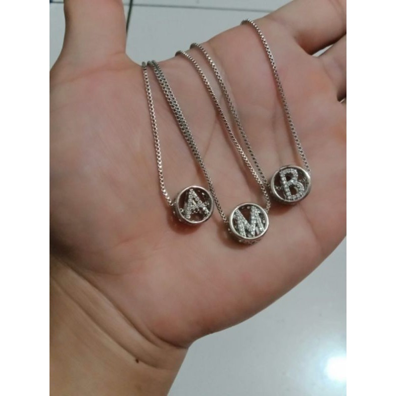 kalung huruf xuping wanita 45cm berlapis emas putih/silver,A sampai Z