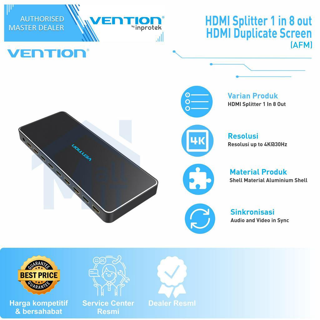 ( Bisa Cod ) Vention HDMI Splitter 1 in 8 out HDMI Duplicate Screen 4K 30Hz AFM