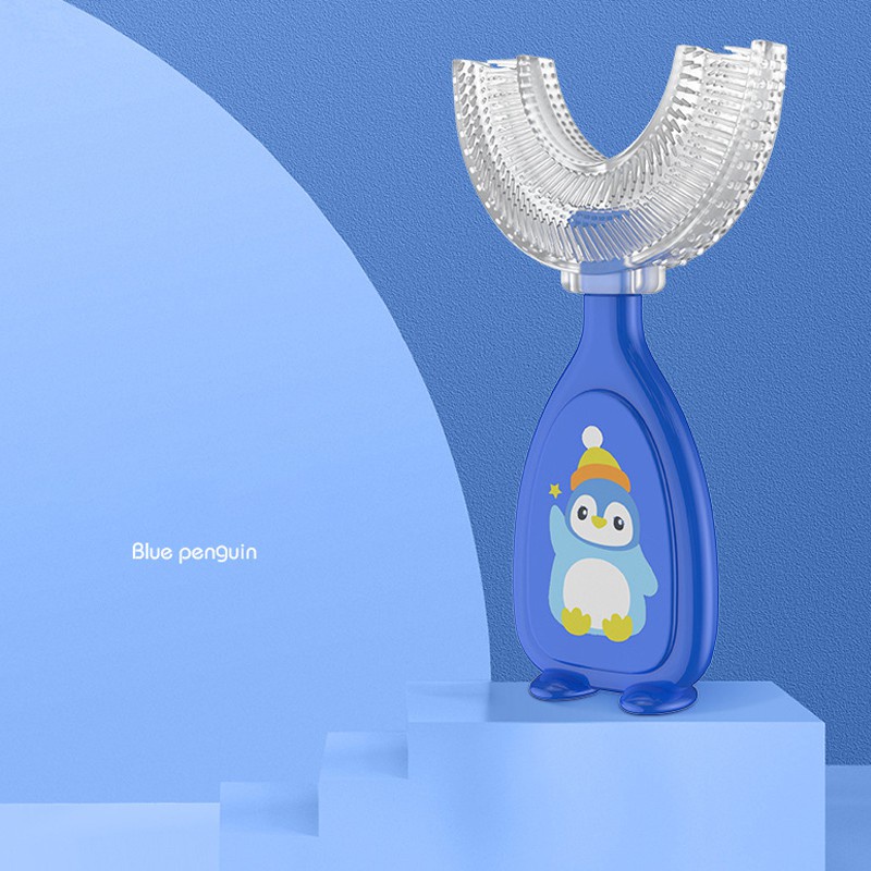 Sikat gigi silikon bayi anak bentuk U Motif Pinguin | tooth brush baby silicon type U 360° sikat gigi anak sikat Peralatan Kesahatan Gigi