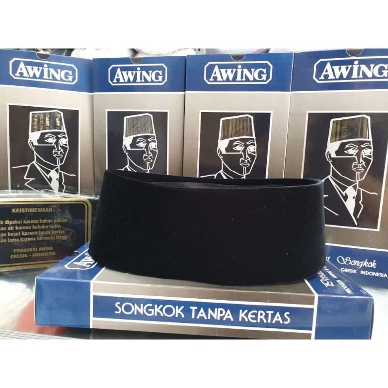 PECI AWING/SONGKOK HITAM POLOS AWING AC ORIGINAL TINGGI 9