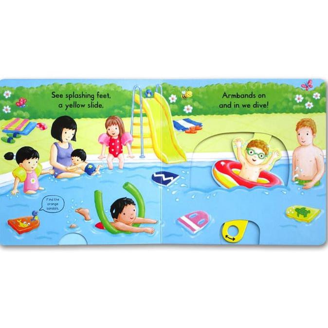 

Busy Swimming - Push Pull Slide Board Book/Kado Anak/Kado Buku
