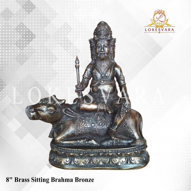 Patung/Rupang Dewa Brahma 8&quot; Brass Sitting Brahma Bronze