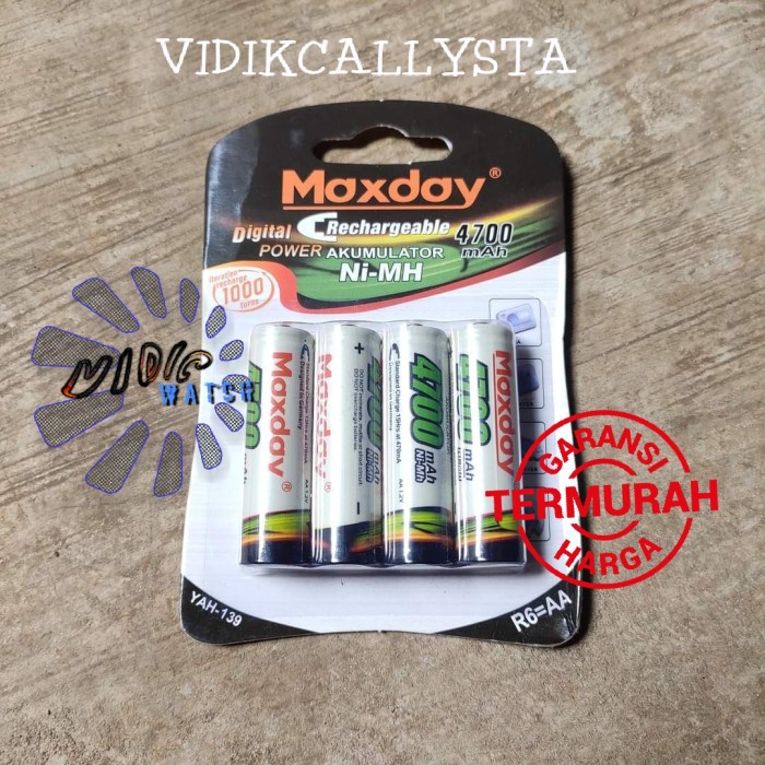 ASLI Battery baterai A2 AA Maxday 4700mAh isi ulang Rechargeable