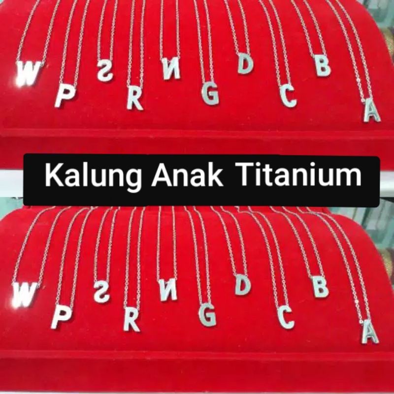KALUNG HURUF ANAK TITANIUM SILVER READY