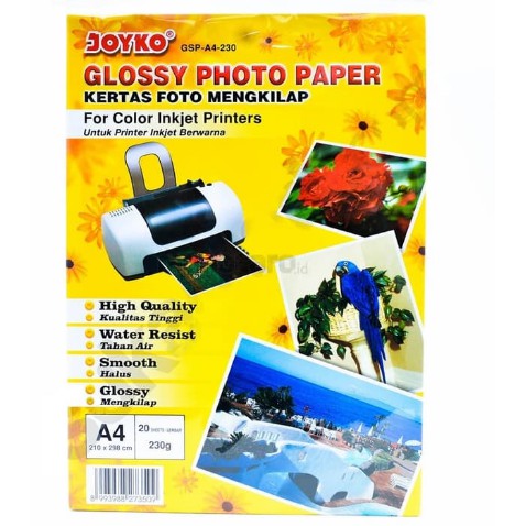 

KERTAS FOTO GLOSSY 230G GSP-A4-230 JOYKO 相纸