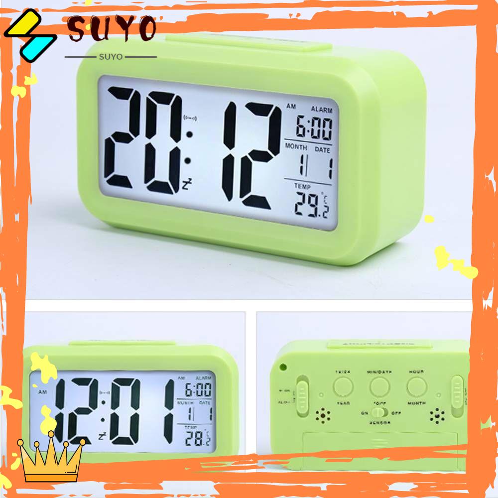 Suyo Jam Alarm Digital Dengan Lampu Backlight LED, Termometer &amp; Kalender