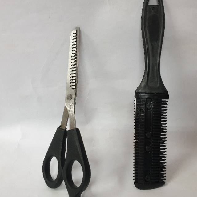 GUNTING RAMBUT SASAK BABAT BAGUS  STYLISH STEEL SCISSORS DAN PISAU CUKUR 2IN1MURAH ZIG ZAG