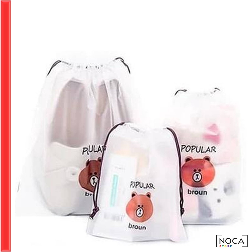 Tas Travel Pouch Plastik Serut Transparan Tas kecil Serbaguna Waterproof - Size Besar