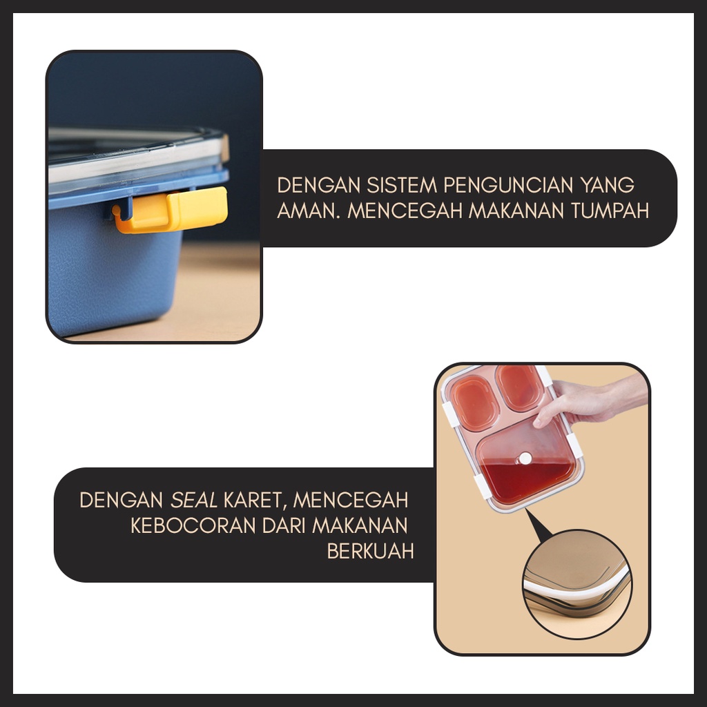 KOTAK BEKAL DENGAN SEKAT | BPA FREE | ANTI TUMPAH &amp; BOCOR