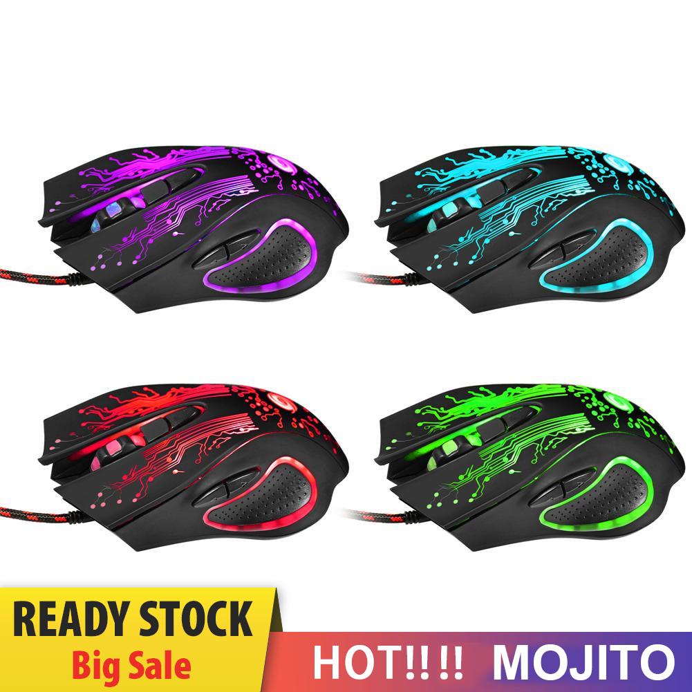 MOJITO 3200DPI LED Optical 6D USB Wired Gaming Game Mouse Pro Gamer Mice For PC