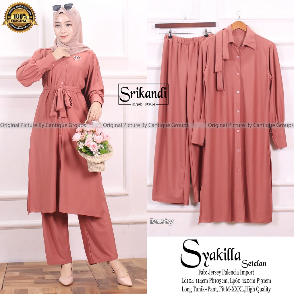 Set wanita jumbo LD 108 melar 118 setelan tunik polos mat jersey falencia one set big size lengan panjang Ori Srikandi | Kelly Asyifa Yumia Syakilla Whiteney-Syakilla dusty