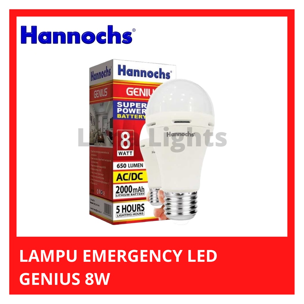 Jual LAMPU EMERGENCY LED AC/DC GENIUS 8W HANNOCHS | Shopee Indonesia