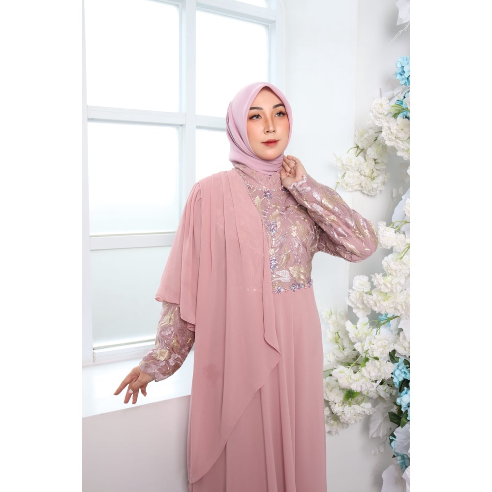 Gamis tille mix ceruty baby doll | Gamis brukat jumbo | Gamis | Gamis wisuda lamaran pernikahan